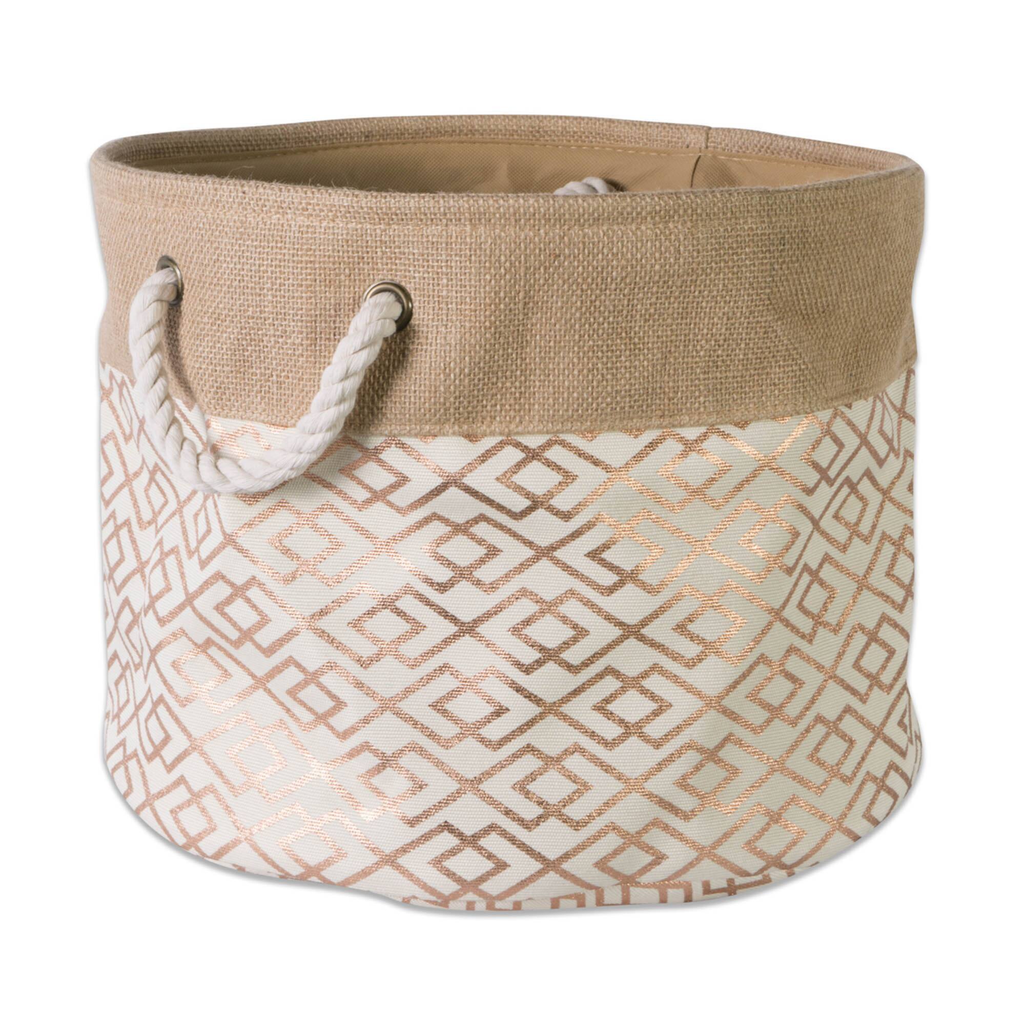 Small Bronze Burlap Diamond Round Bin